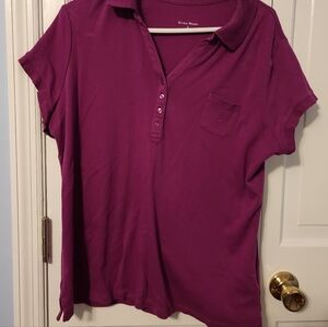 Maroon Purple classic light‎ short sleeve polo woth small pocket. XL
